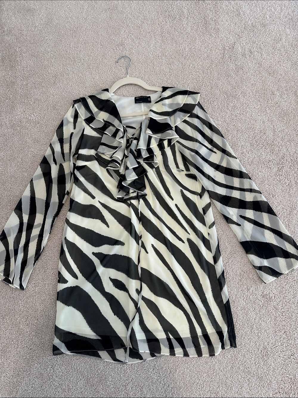 ASOS Black and White Zebra Ruffle Mini Dress